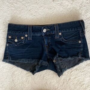 ❤️ True Religion Dark Blue Joey Zipper Denim Shorts Size 27